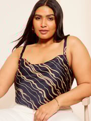 Curves Like These Navy Blue Cowl Neck Cami - Image 2 of 4