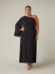 Live Unlimited Black Curve One Shoulder Maxi Dress - Image 1 of 6
