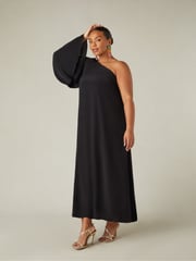Live Unlimited Black Curve One Shoulder Maxi Dress - Image 2 of 6