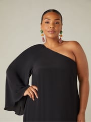Live Unlimited Black Curve One Shoulder Maxi Dress - Image 3 of 6