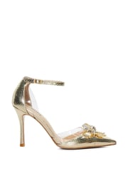 Dune London Gold Confess Bow Trim 2 Part Heels - Image 1 of 5