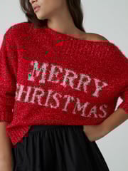 Red Tinsel Knitted Christmas Jumper - Image 4 of 8