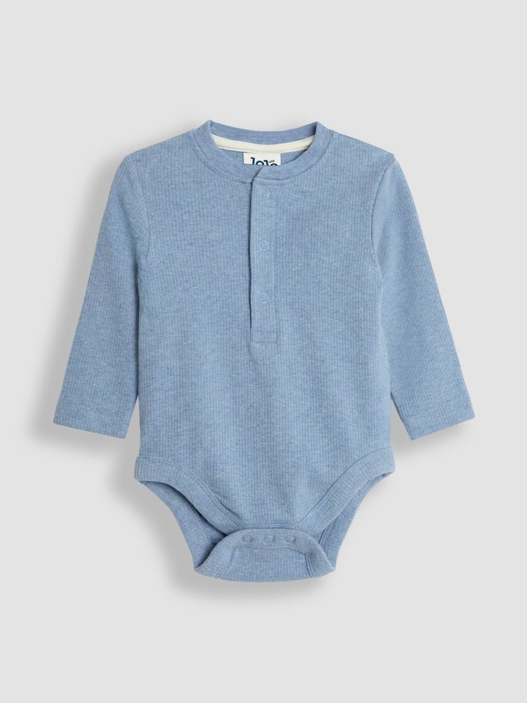 JoJo Maman Bébé Blue Ribbed Bodies 2 Pack - Image 5 of 5