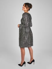 JoJo Maman Bébé Silver Sequin Shift High Neck Maternity Mini Dress - Image 2 of 5