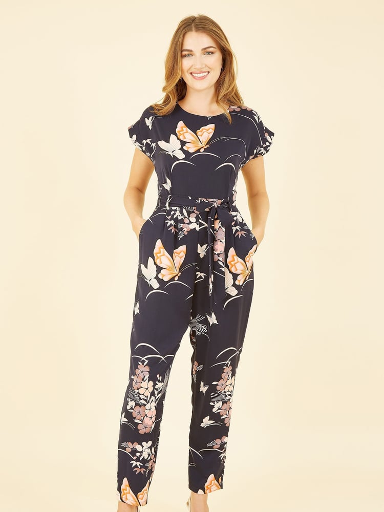Yumi Blue Butterfly Print Jumpsuit - Image 1 of 5