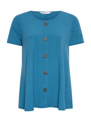 Yours Curve Blue Button Front Ribbed Tunics - Image 5 of 5