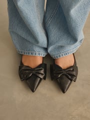 Black Forever Comfort® Point Toe Bow Ballerinas - Image 3 of 8