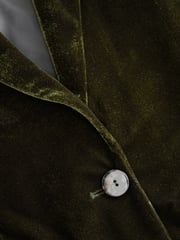 Dark Green Tailored Velvet Single Breasted Blazer - Image 4 of 5