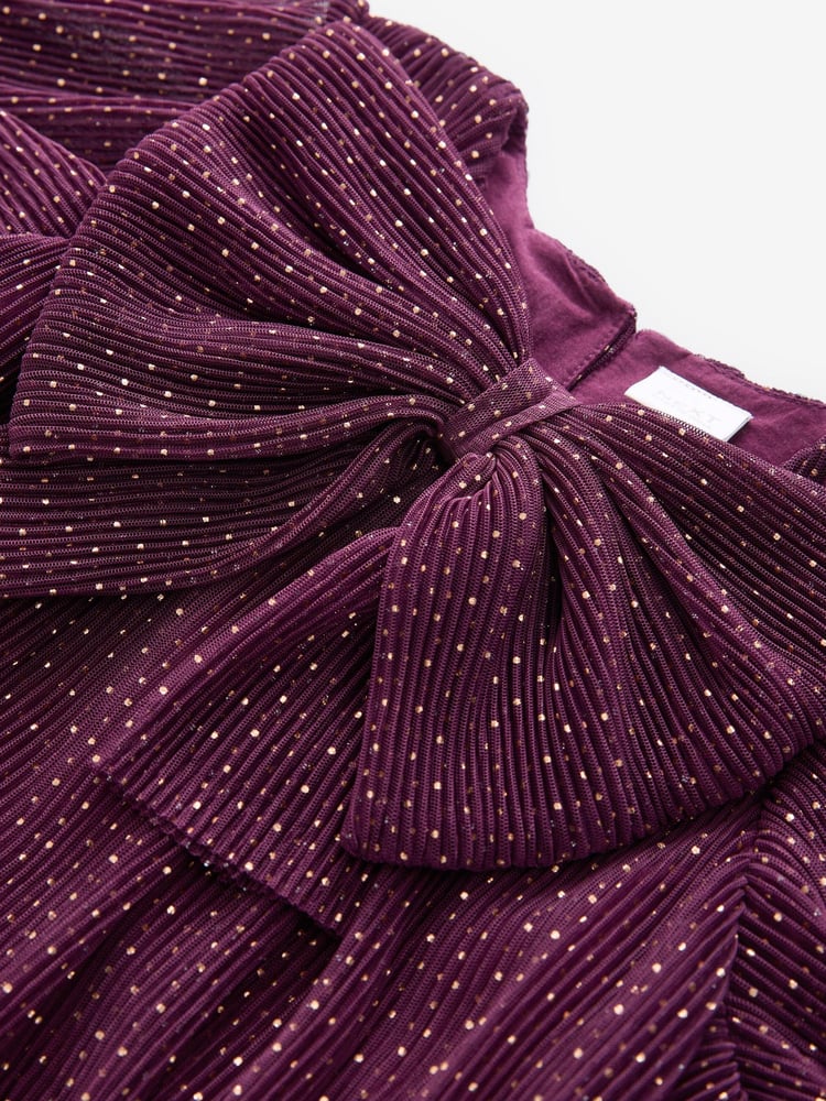 Plum Purple Sparkle Mesh Dress (3mths-7yrs) - Image 6 of 6
