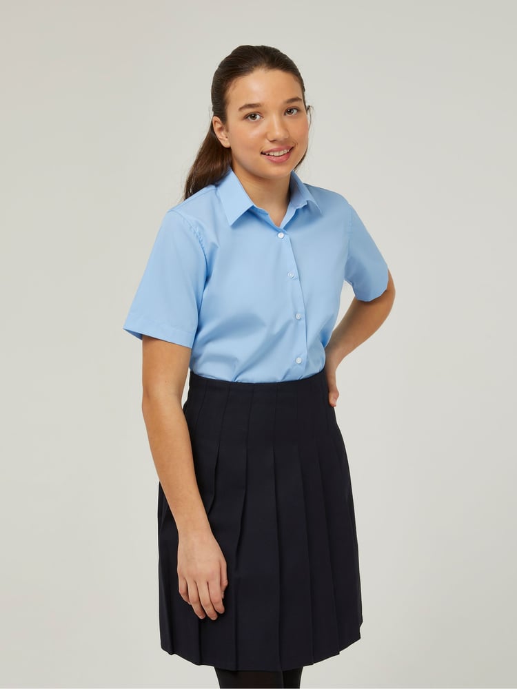 Trutex Blue Regular Fit Short Sleeve 2 Pack School Shirts - Image 2 of 6
