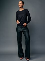 Black Sparkle Crew Neck Long Sleeve Pattern Knitted Jumper - Image 2 of 8