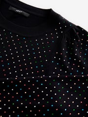 Black Sparkle Crew Neck Long Sleeve Pattern Knitted Jumper - Image 7 of 8
