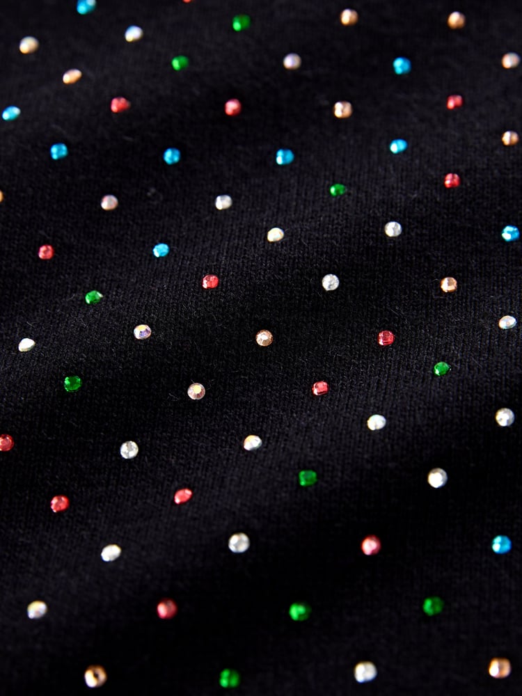 Black Sparkle Crew Neck Long Sleeve Pattern Knitted Jumper - Image 8 of 8