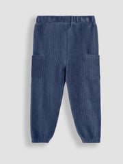 JoJo Maman Bébé Khaki Green & Navy Blue 2-Pack Velour Pocket Joggers - Image 3 of 5