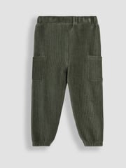 JoJo Maman Bébé Khaki Green & Navy Blue 2-Pack Velour Pocket Joggers - Image 5 of 5