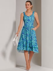 Jolie Moi Blue Floral Printed Midi Sundress - Image 1 of 6