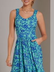 Jolie Moi Blue Floral Printed Midi Sundress - Image 3 of 6