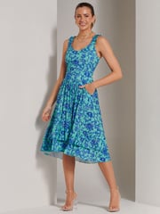 Jolie Moi Blue Floral Printed Midi Sundress - Image 4 of 6