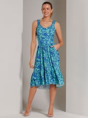 Jolie Moi Blue Floral Printed Midi Sundress - Image 6 of 6