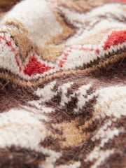 Neutral Aztec Pattern Relaxed Fit Soft Touch Knitted Jumper - Image 7 of 7