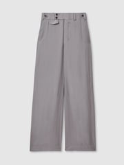 Reiss Grey Sofia Wide Leg Waistband Detail Trousers - Image 2 of 6