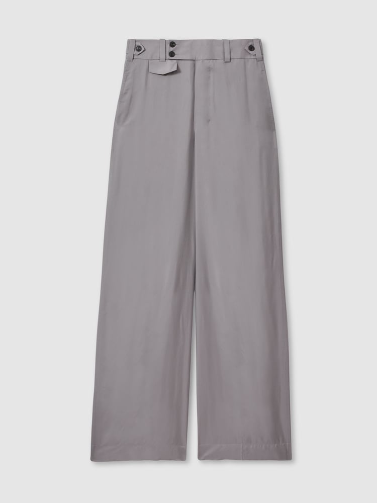 Reiss Grey Sofia Wide Leg Waistband Detail Trousers - Image 2 of 6