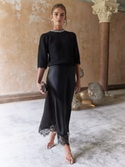 Love & Roses Black Jewel Embellished 3/4 Sleeve Jumper - Image 3 of 4