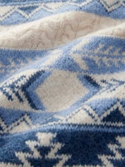 Blue/White Aztec Pattern Relaxed Fit Soft Touch Knitted Jumper - Image 7 of 7