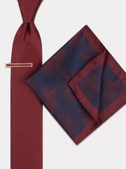 MOSS Wine Red Floral Tie - Image 1 of 3