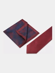 MOSS Wine Red Floral Tie - Image 2 of 3