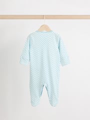 Blue/Green Cath Kidston Cars Baby 100% Cotton Sleepsuits 3 Pack - Image 5 of 13