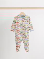 Blue/Green Cath Kidston Cars Baby 100% Cotton Sleepsuits 3 Pack - Image 6 of 13