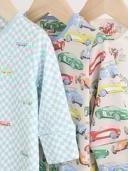 Blue/Green Cath Kidston Cars Baby 100% Cotton Sleepsuits 3 Pack - Image 8 of 13