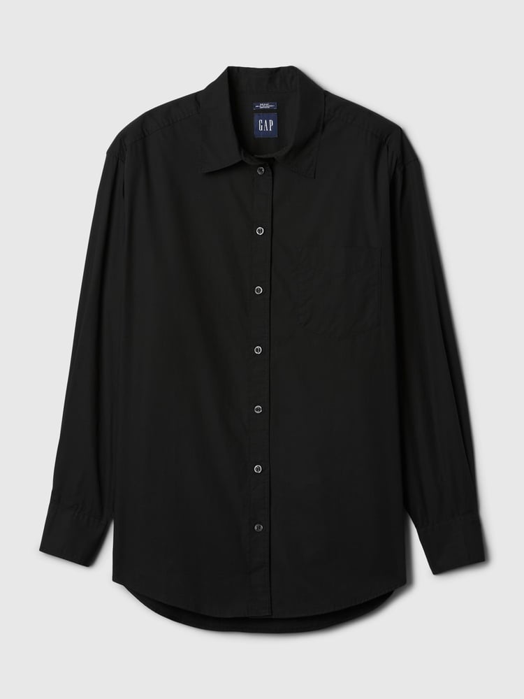 Gap Black Cotton Long Sleeve Oversized Shirt - Image 5 of 5