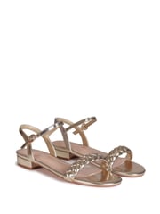 Linzi Gold Faux Leather Plaited Low Bock Heeled Sandals - Image 3 of 4