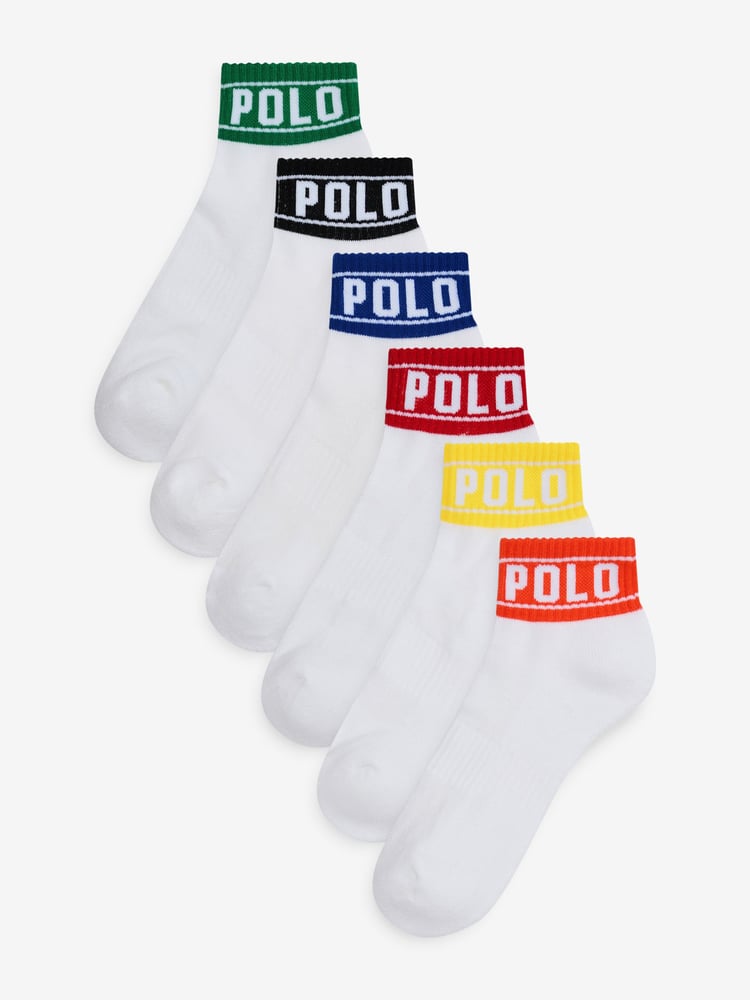 Polo Ralph Lauren Multi Boys Stripe 100% Cotton Socks 6 Pack - Image 1 of 7