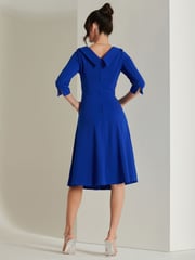 Jolie Moi Blue 3/4 Sleeve Fold Neck Midi Dress - Image 2 of 6
