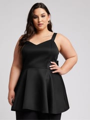 Yours Curve Black Bow Back Peplum Top - Image 4 of 4