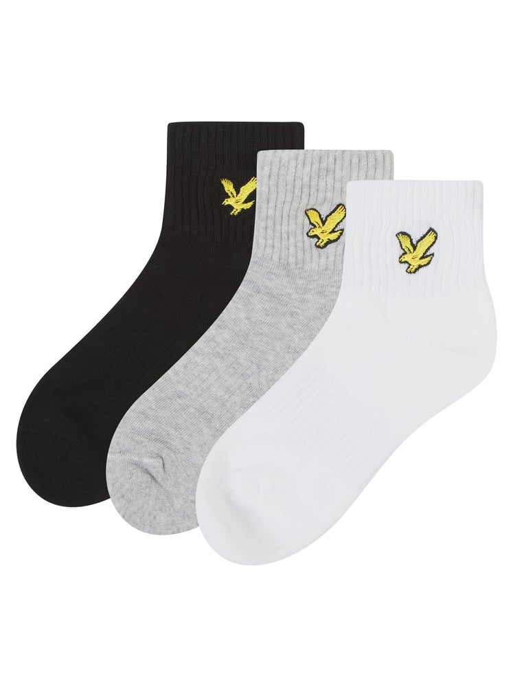Lyle & Scott Grey Boys Cotton Ankle Socks 3 Pack - Image 1 of 4 Lyle & Scott Grey Boys Cotton Ankle Socks 3 Pack - Image 1 of 4