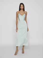 VILA Grey Cami Satin Slip Occasion Dress - Image 1 of 4