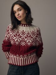 Red Fairisle Pattern Knitted Christmas Jumper - Image 1 of 8