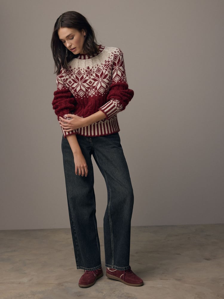 Red Fairisle Pattern Knitted Christmas Jumper - Image 2 of 8