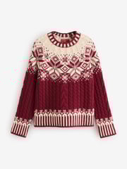 Red Fairisle Pattern Knitted Christmas Jumper - Image 6 of 8