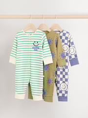 Purple/Green Baby Footless Sleepsuits 3 Pack (0mths-3yrs) - Image 1 of 10