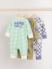 Purple/Green Baby Footless Sleepsuits 3 Pack (0mths-3yrs) - Image 2 of 10