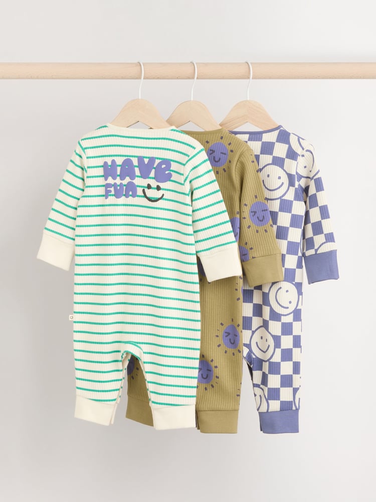 Purple/Green Baby Footless Sleepsuits 3 Pack (0mths-3yrs) - Image 2 of 10 Purple/Green Baby Footless Sleepsuits 3 Pack (0mths-3yrs) - Image 2 of 10