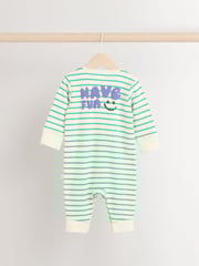 Purple/Green Baby Footless Sleepsuits 3 Pack (0mths-3yrs) - Image 4 of 10