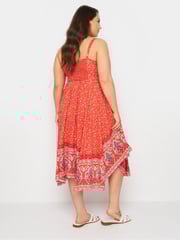 Yours Curve Red Hanky Hem Border Dress - Image 4 of 6