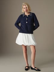 Navy Blue Gem Embellished Collar Jumper - Image 2 of 7