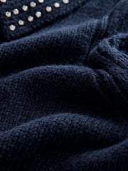 Navy Blue Gem Embellished Collar Jumper - Image 7 of 7